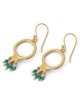 Dangling Gold-Plated Pomegranate Outline Earrings with Turquoise Beads