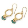 Dangling Gold-Plated Pomegranate Outline Earrings with Turquoise Beads