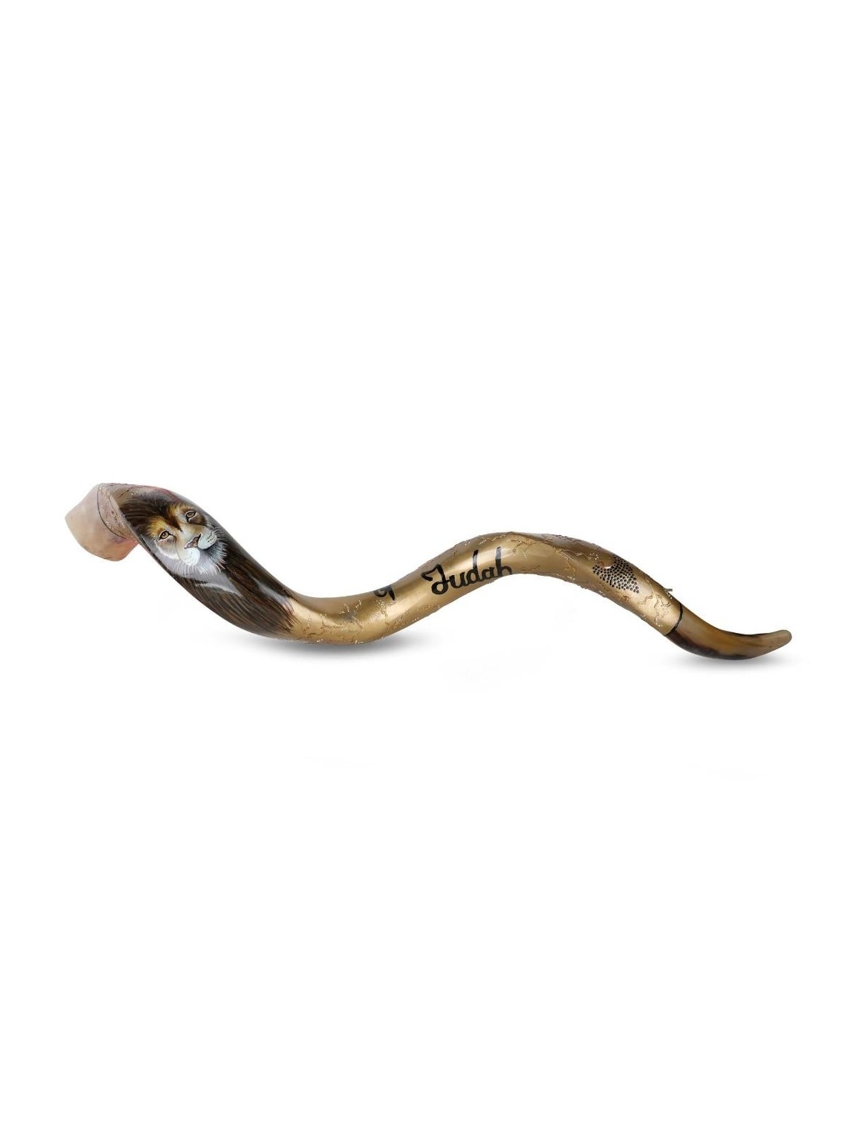 Lion of Judah Hand Painted Kudu Shofar - Gold