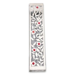 Dorit Judaica Acrylic Mezuzah Case with Laser-Cut Steel Pomegranates a