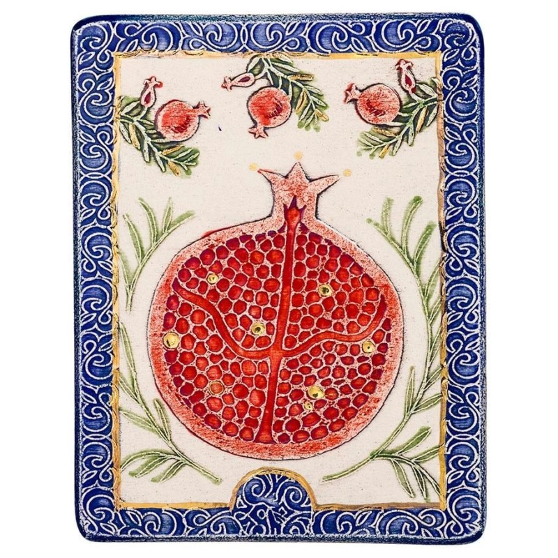 Art in Clay Limited Edition Handmade Pomegranate Ceramic Plaque Wall H