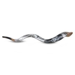 Lion of Judah Hand Painted Kudu Shofar - Silver