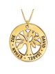 Gold Plated Silver English / Hebrew Name Necklace - Family Tree