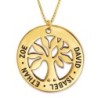 Gold Plated Silver English / Hebrew Name Necklace - Family Tree