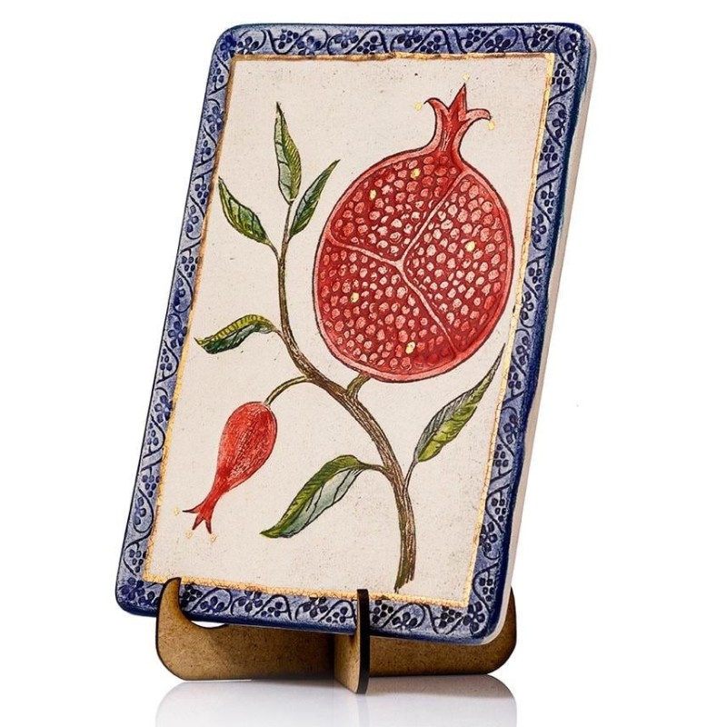 Art in Clay Limited Edition Handmade Ceramic Pomegranate Plaque Wall H