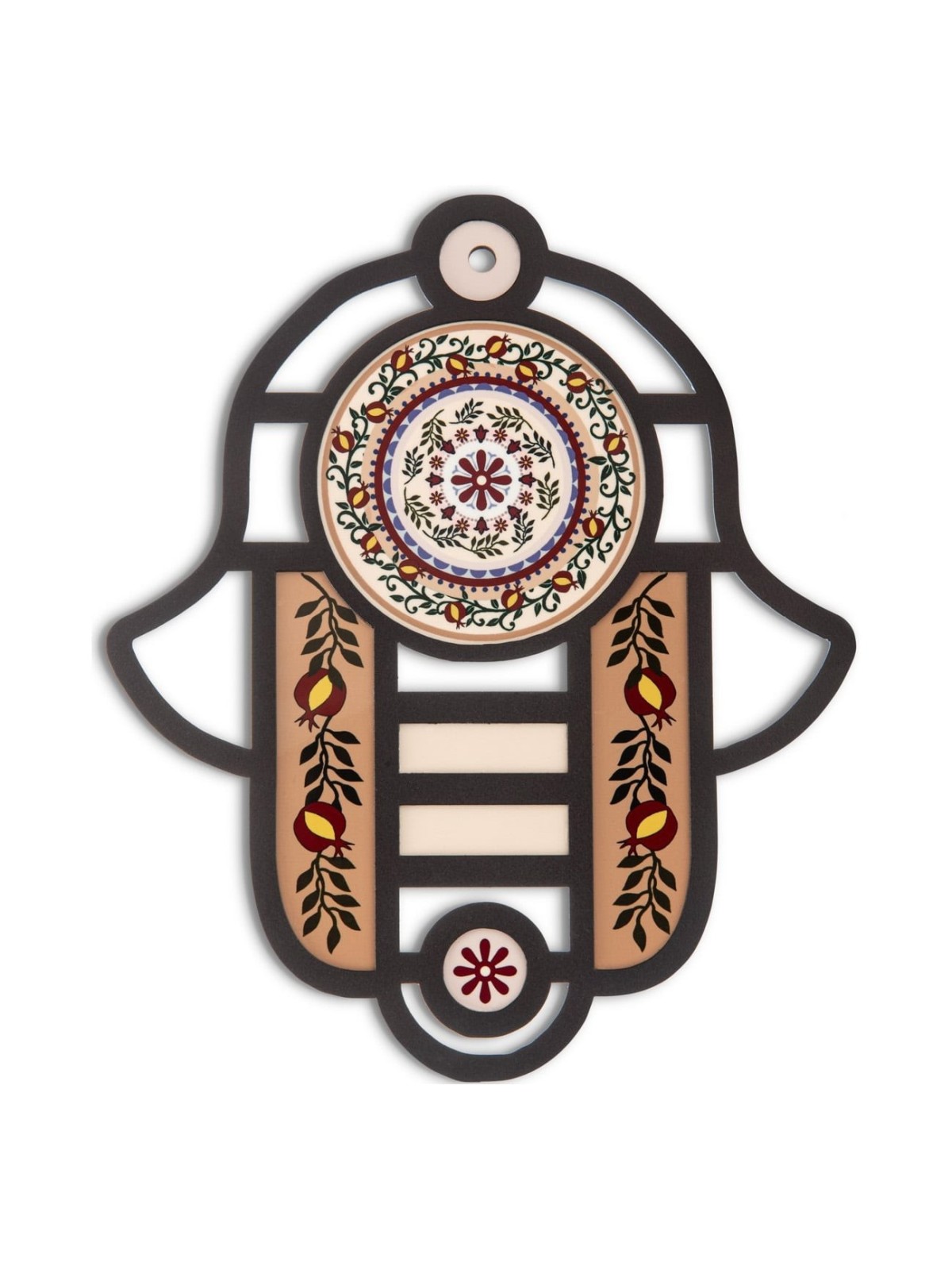 Dorit Judaica Pomegranate and Mandala Hamsa Wall Hanging