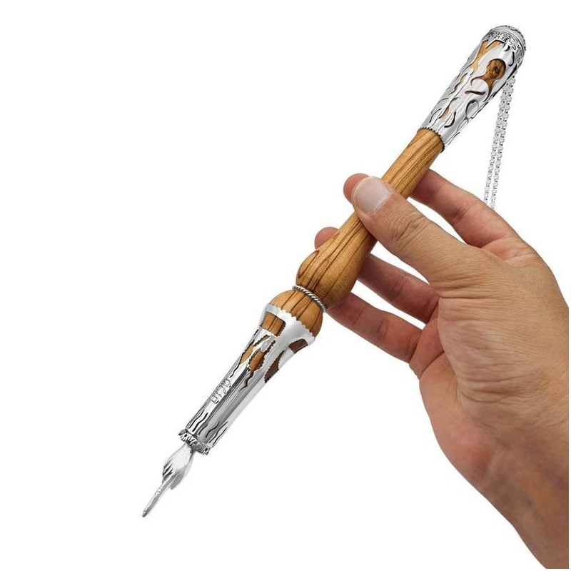 Rafael Jewelry Tree of Life Wooden Torah Pointer with 925 Sterling Sil