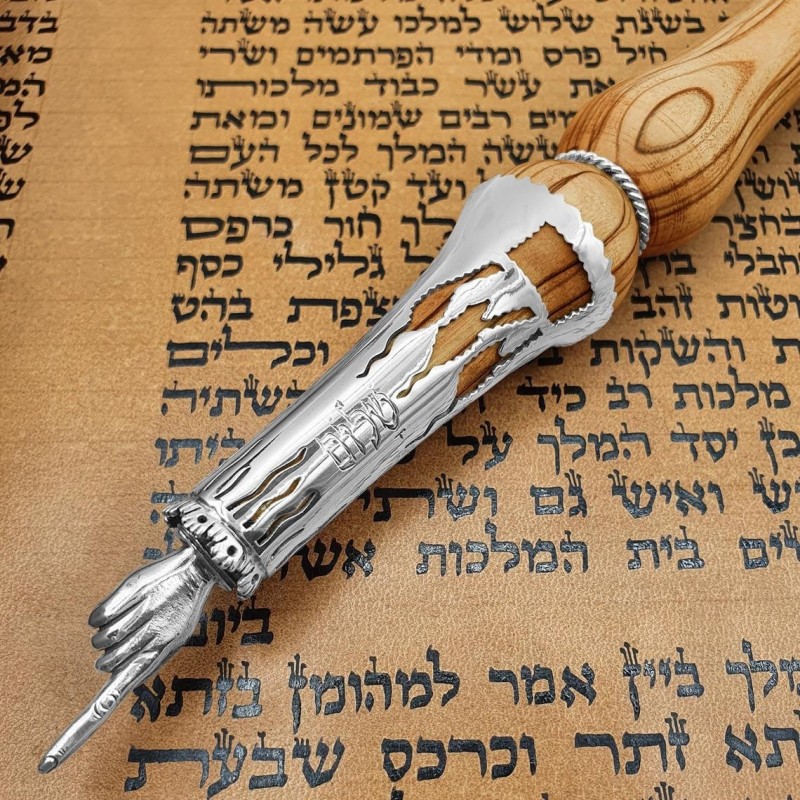 Rafael Jewelry Tree of Life Wooden Torah Pointer with 925 Sterling Sil