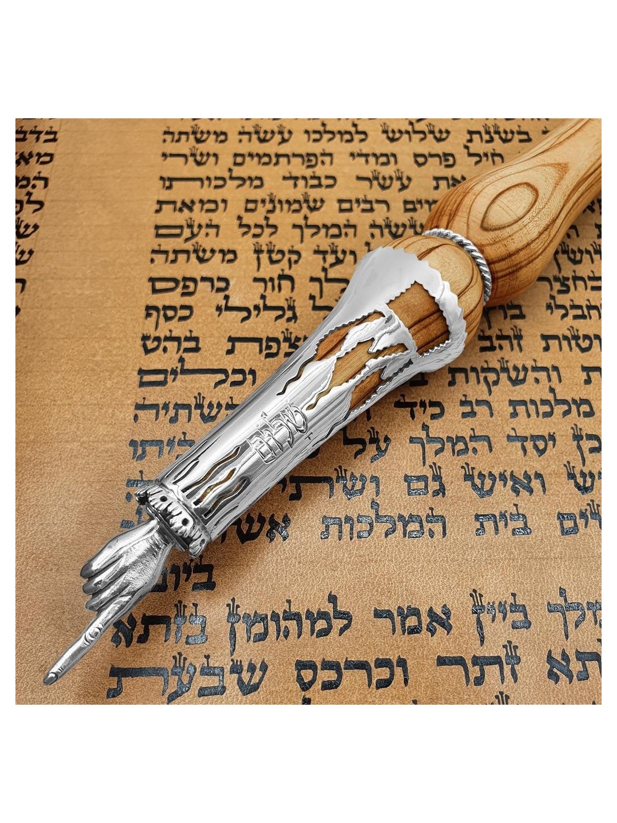 Rafael Jewelry Tree of Life Wooden Torah Pointer with 925 Sterling Sil