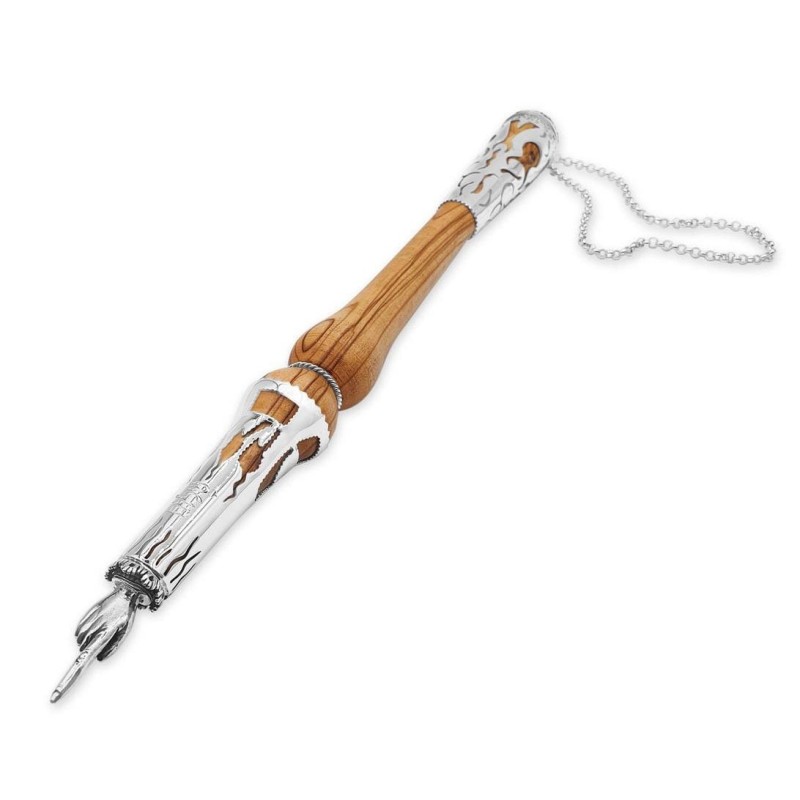 Rafael Jewelry Tree of Life Wooden Torah Pointer with 925 Sterling Sil