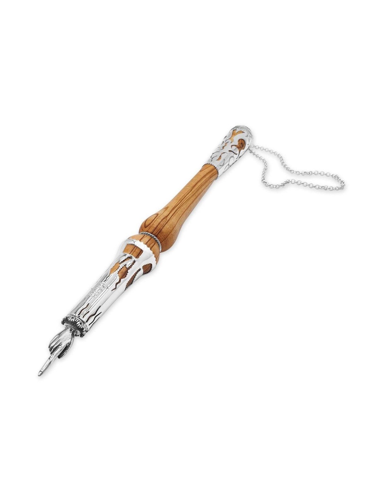 Rafael Jewelry Tree of Life Wooden Torah Pointer with 925 Sterling Sil