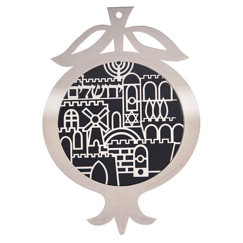 Dorit Judaica Stainless Steel Jerusalem Pomegranate Wall Hanging