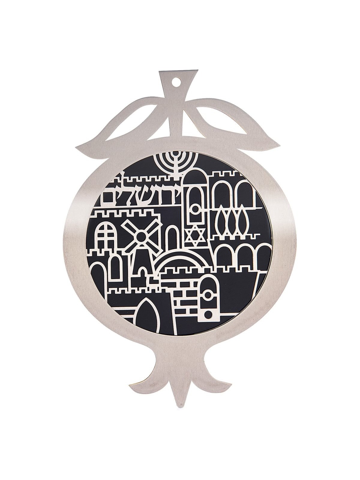 Dorit Judaica Stainless Steel Jerusalem Pomegranate Wall Hanging
