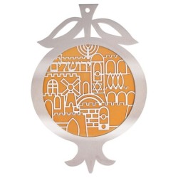 Dorit Judaica Stainless Steel Jerusalem Pomegranate Wall Hanging