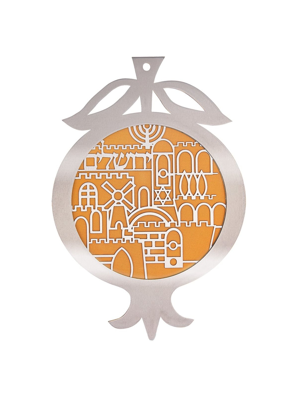 Dorit Judaica Stainless Steel Jerusalem Pomegranate Wall Hanging