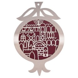 Dorit Judaica Stainless Steel Jerusalem Pomegranate Wall Hanging