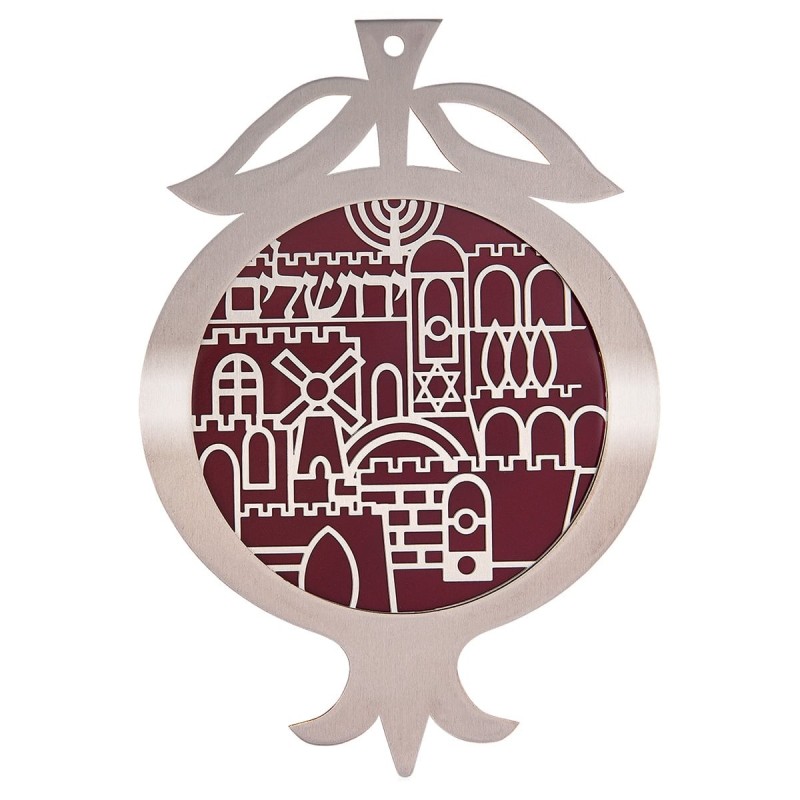 Dorit Judaica Stainless Steel Jerusalem Pomegranate Wall Hanging