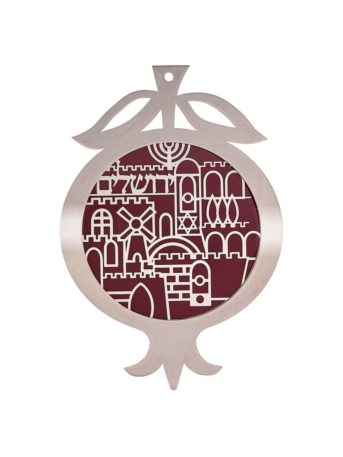 Dorit Judaica Stainless Steel Jerusalem Pomegranate Wall Hanging