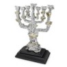 Silver-Plated and Gold-Accented Seven-Branched Menorah With Hoshen Des
