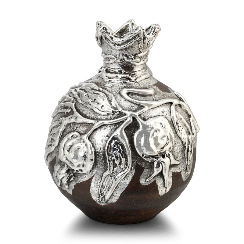 Handmade Ceramic Pomegranate with Sterling Silver and Ancient 'Jerusal