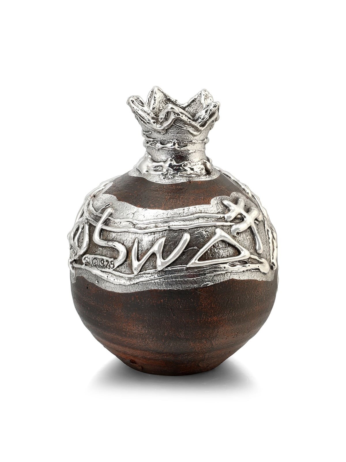 Handmade Ceramic Pomegranate with Sterling Silver and Ancient 'Jerusal