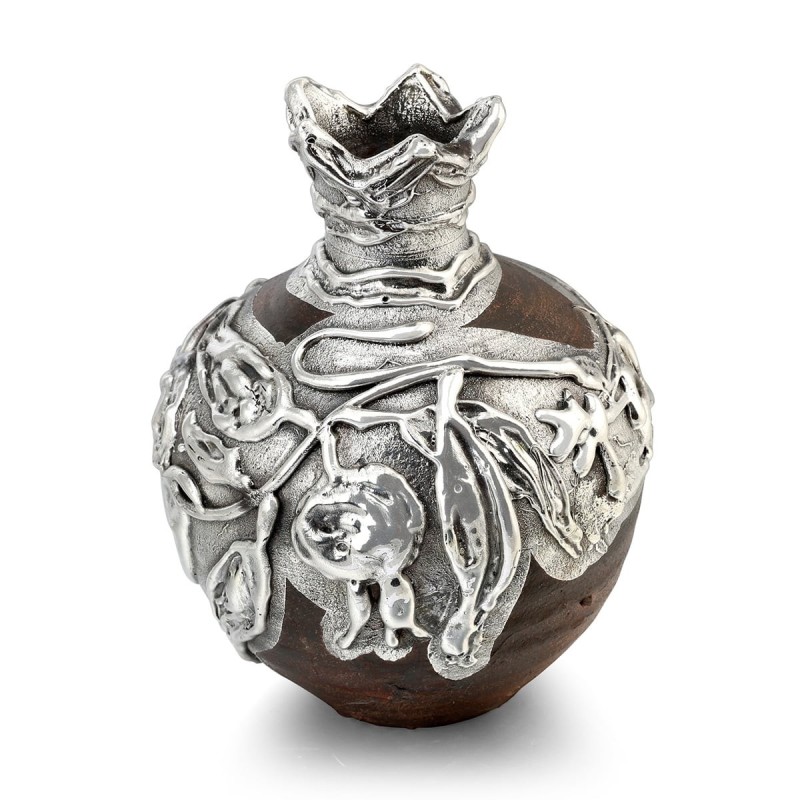 Handmade Ceramic Pomegranate with Sterling Silver and Ancient 'Jerusal