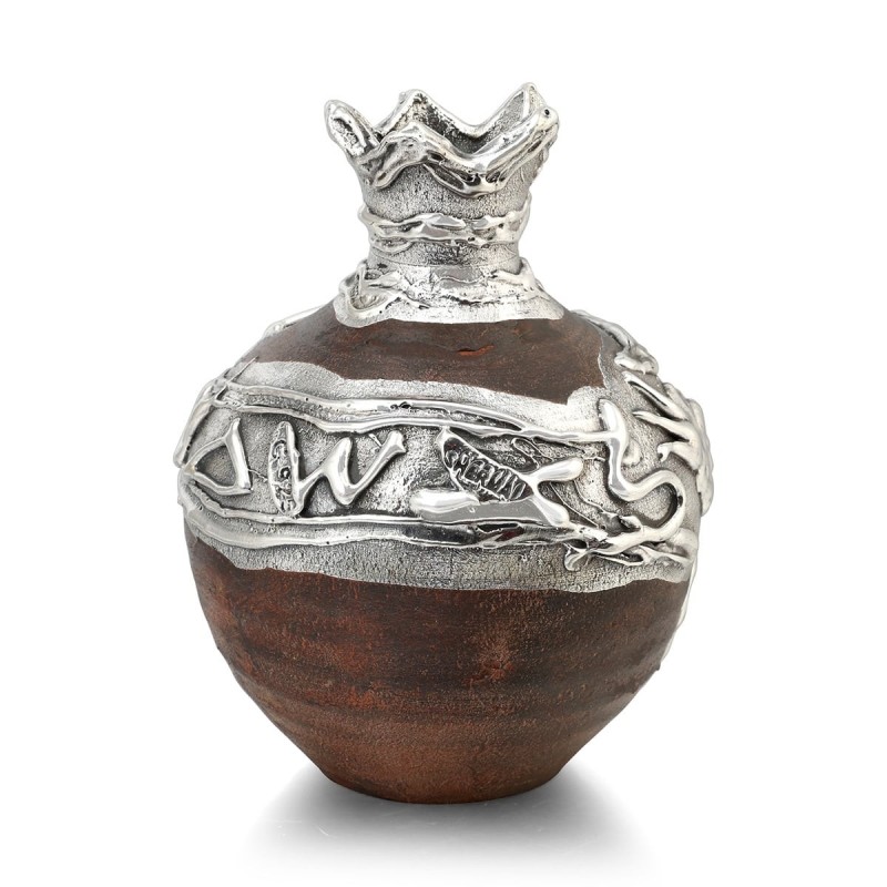 Handmade Ceramic Pomegranate with Sterling Silver and Ancient 'Jerusal