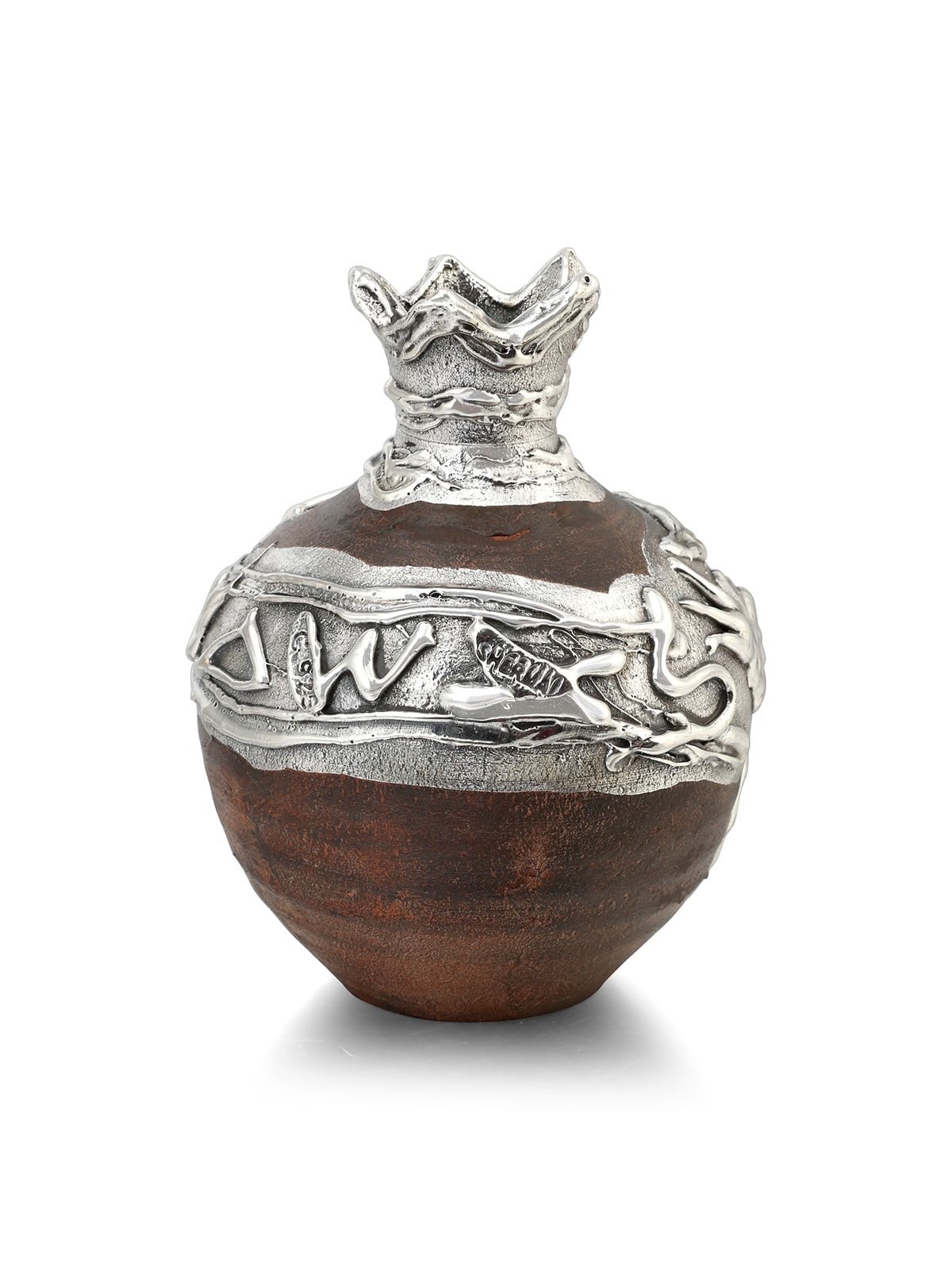 Handmade Ceramic Pomegranate with Sterling Silver and Ancient 'Jerusal