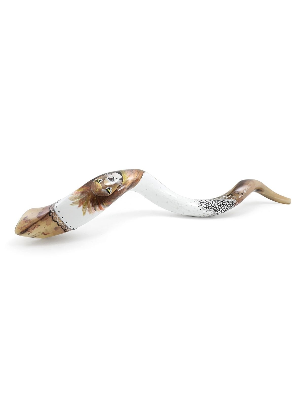 Lion of Judah Hand Painted Kudu Shofar - White