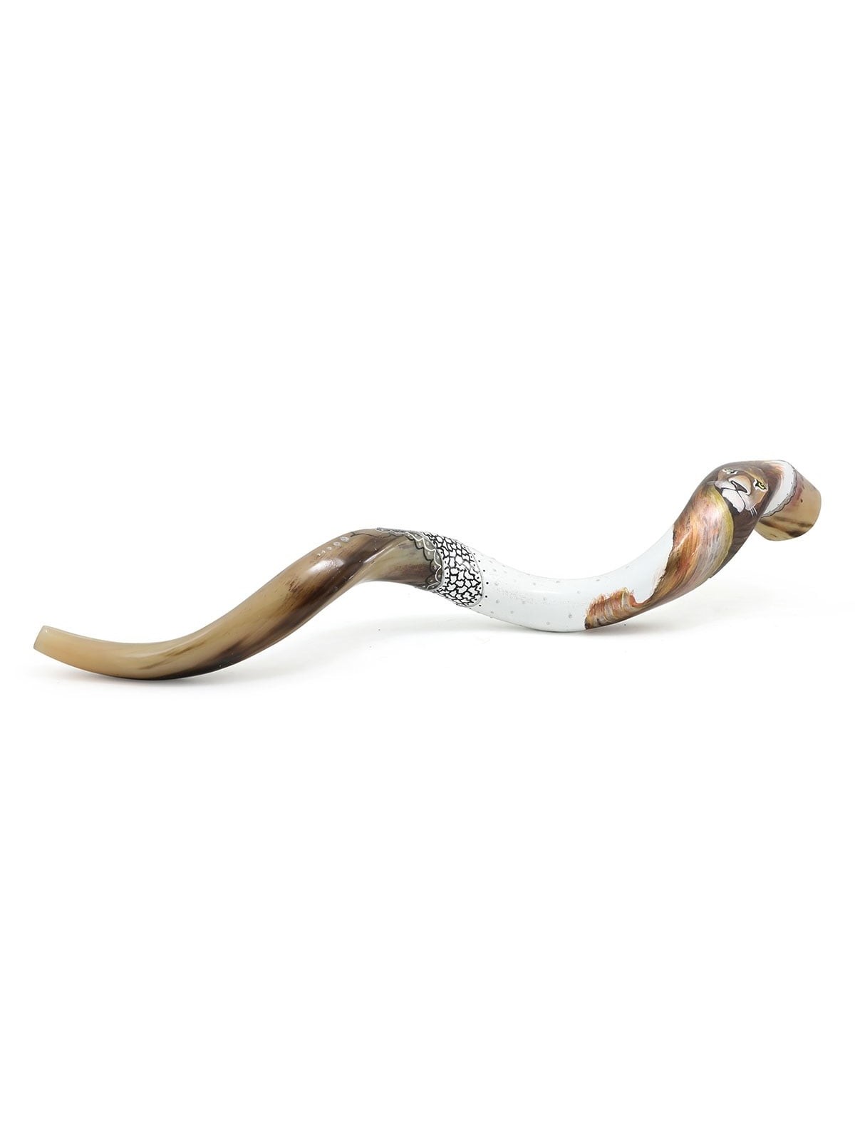 Lion of Judah Hand Painted Kudu Shofar - White