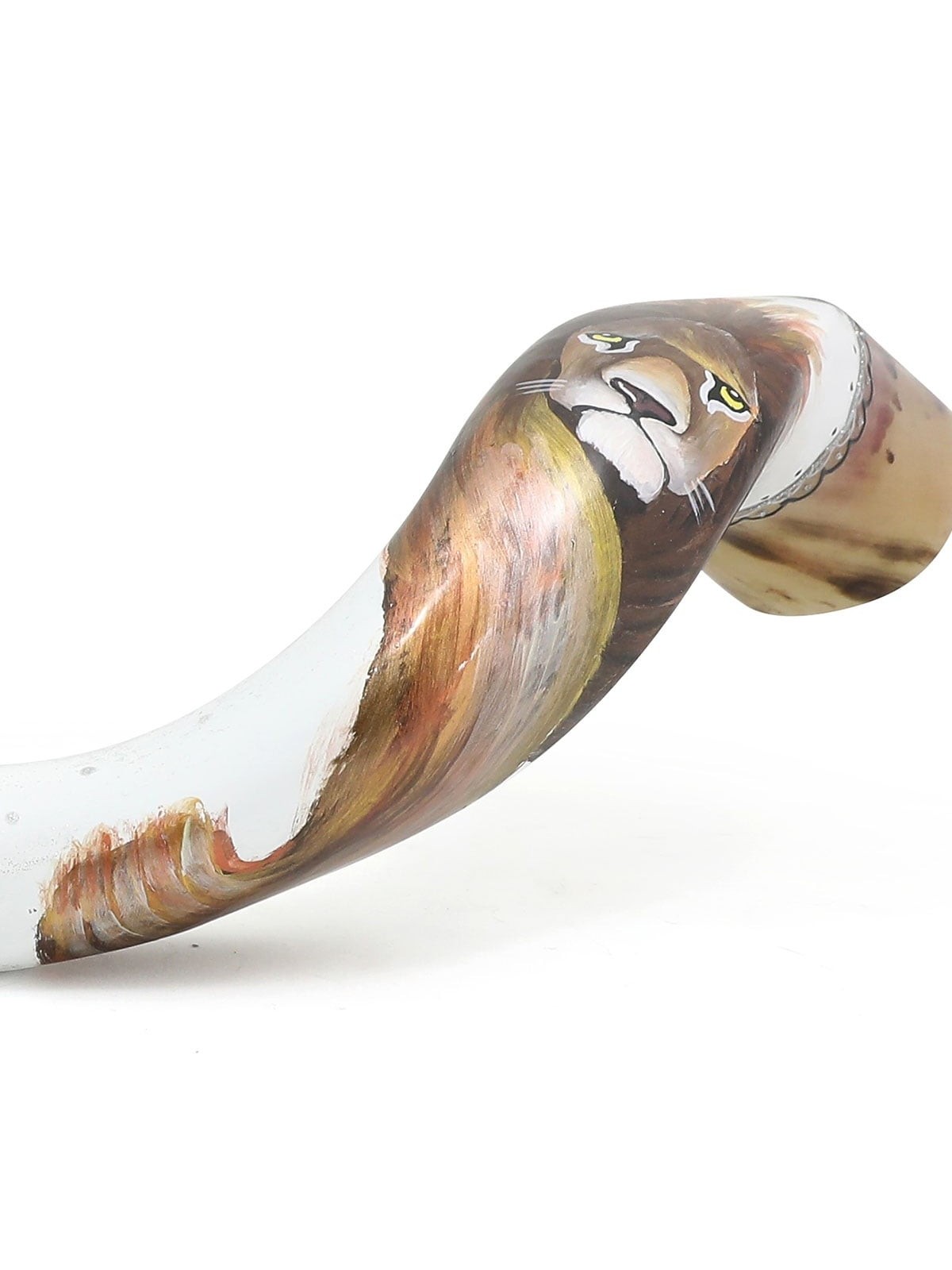 Lion of Judah Hand Painted Kudu Shofar - White