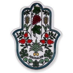 Hamsa Wall Hanging - Seven Species. Armenian Ceramic