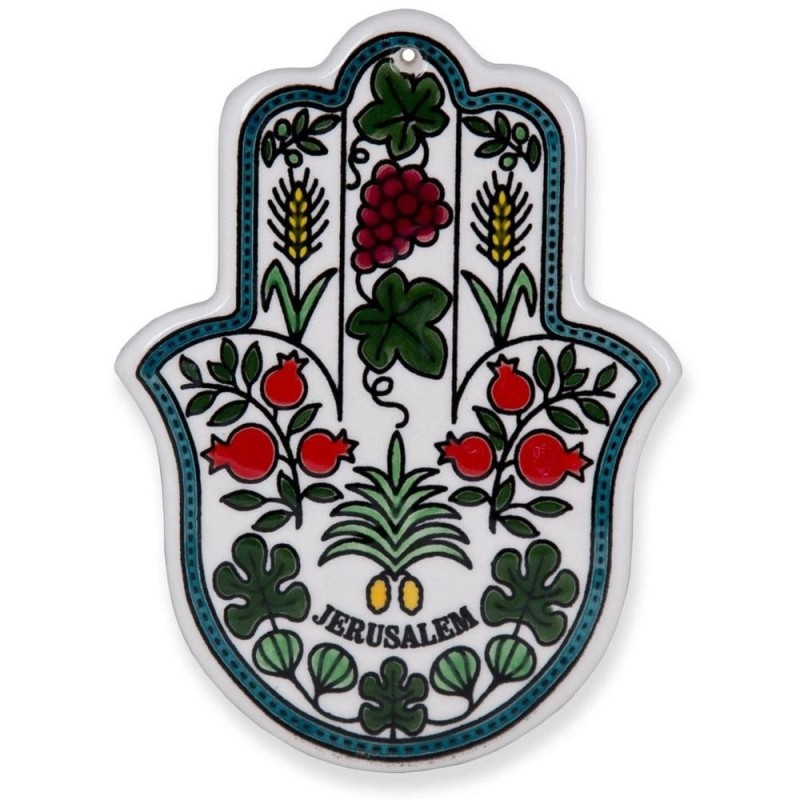 Hamsa Wall Hanging - Seven Species. Armenian Ceramic