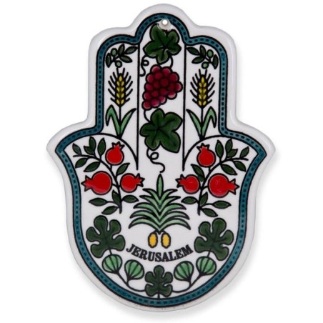 Hamsa Wall Hanging - Seven Species. Armenian Ceramic