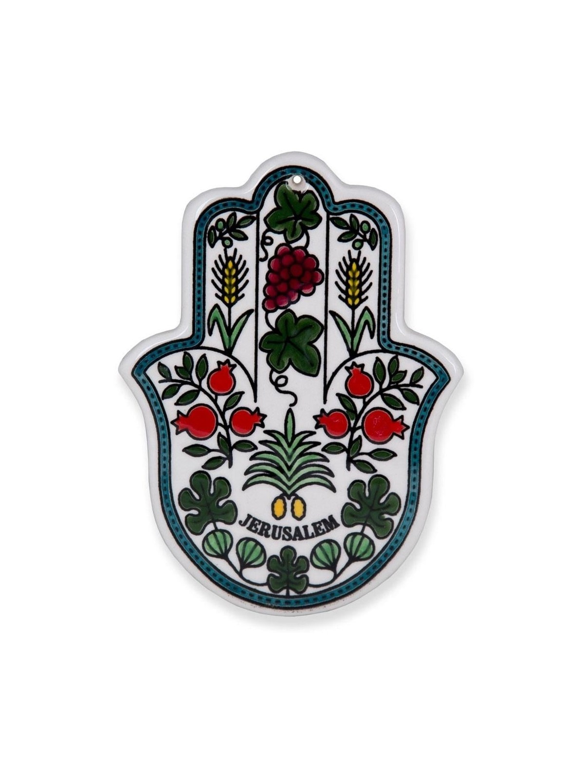 Hamsa Wall Hanging - Seven Species. Armenian Ceramic