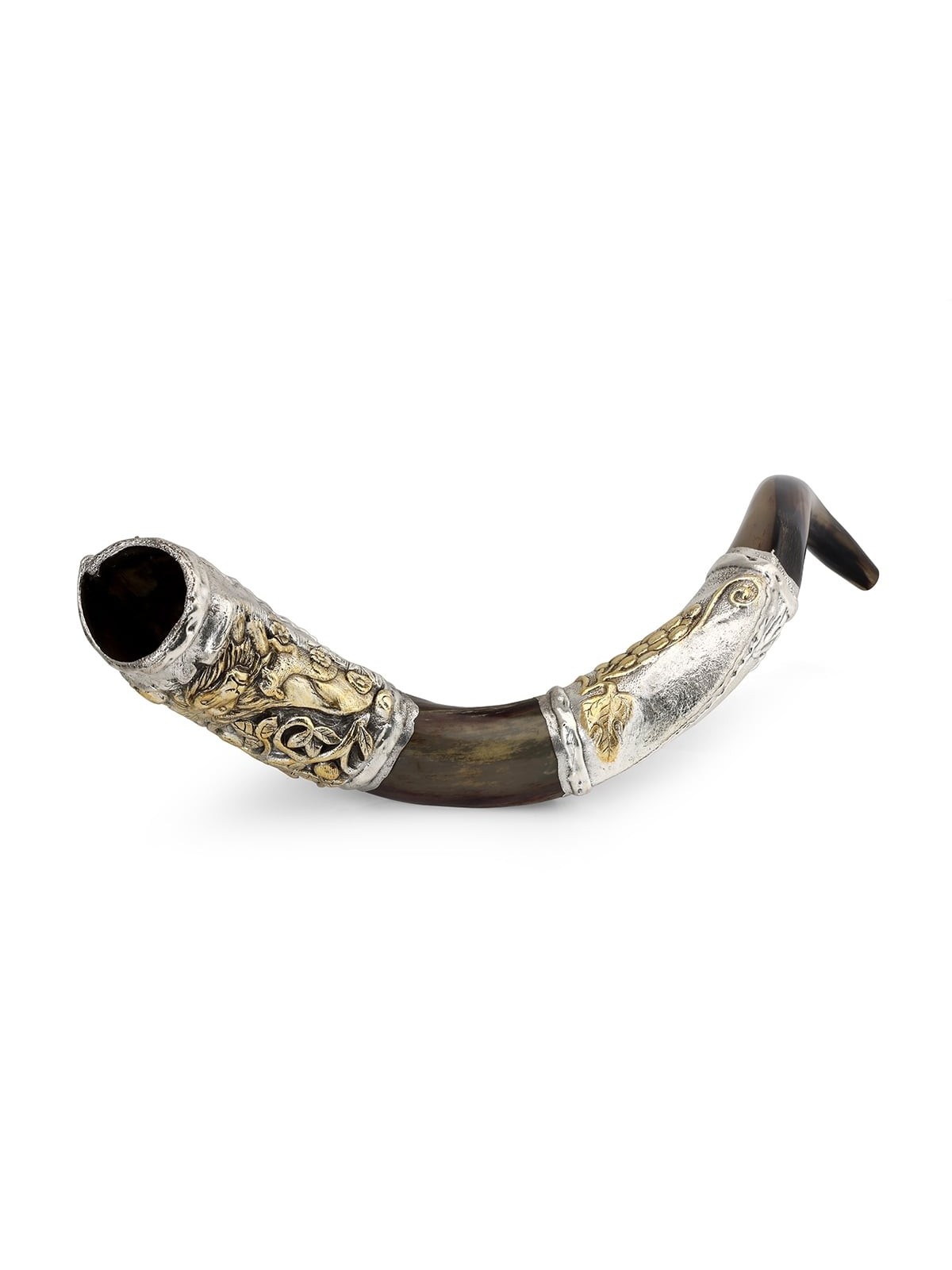 Silver-Plated 'Lion and Lamb' Kudu Shofar By Barsheshet-Ribak