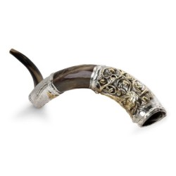 Silver-Plated 'Lion and Lamb' Kudu Shofar By Barsheshet-Ribak
