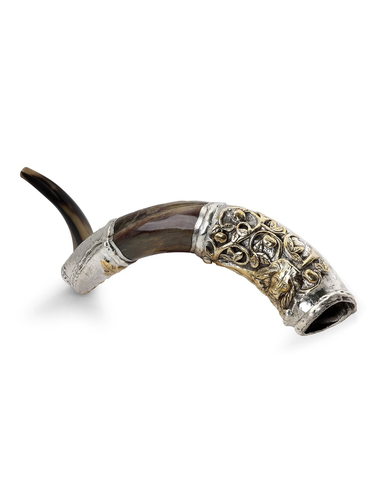 Silver-Plated 'Lion and Lamb' Kudu Shofar By Barsheshet-Ribak