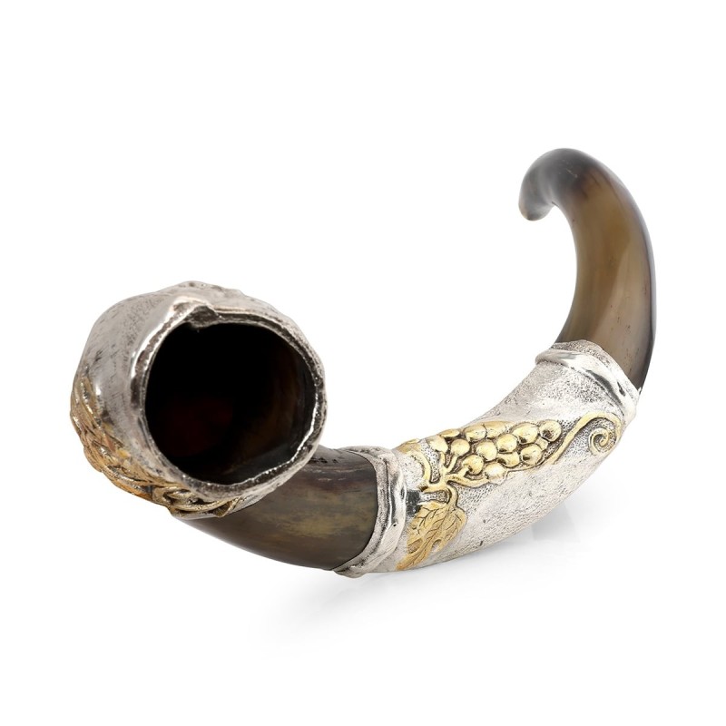 Silver-Plated 'Lion and Lamb' Kudu Shofar By Barsheshet-Ribak