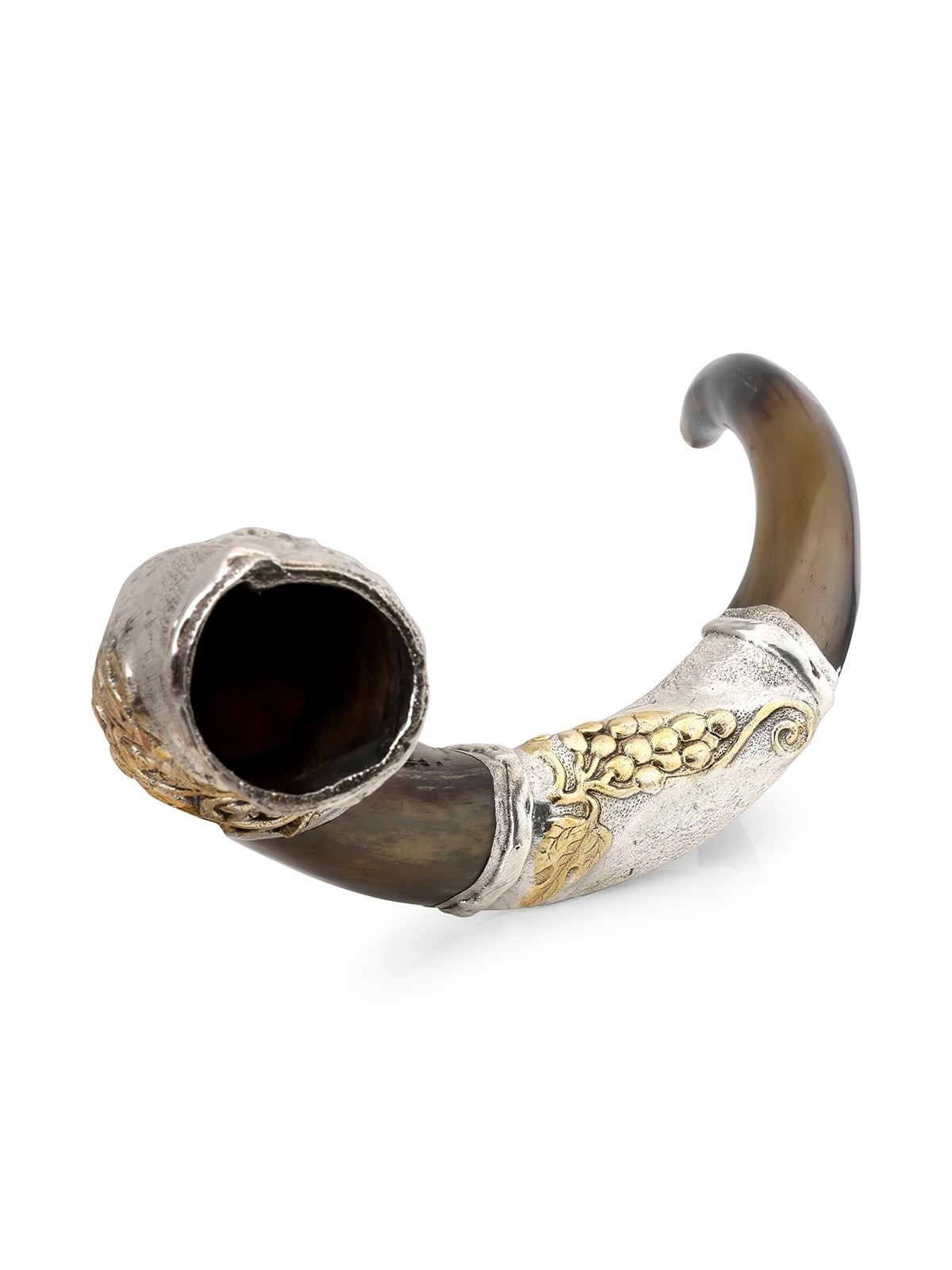 Silver-Plated 'Lion and Lamb' Kudu Shofar By Barsheshet-Ribak