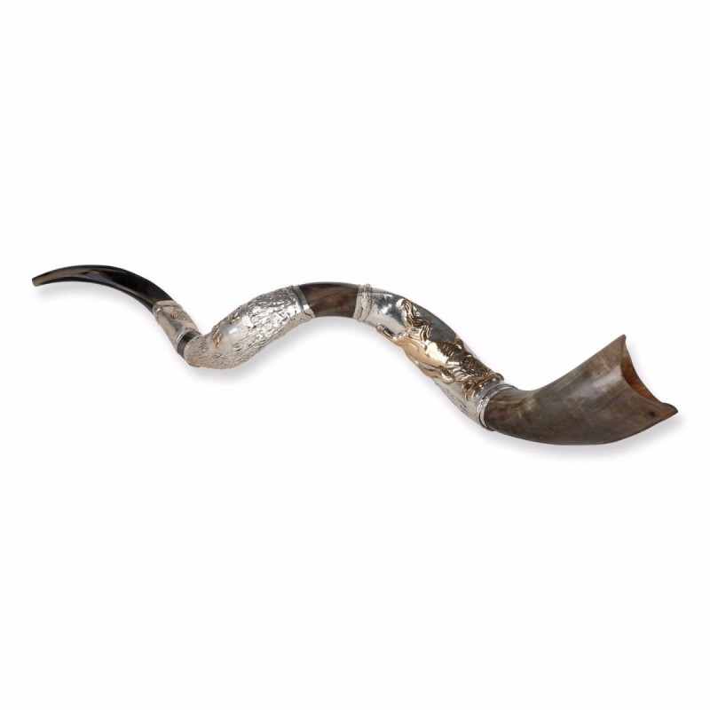 Sterling Silver Plated Yemenite Kudu Shofar - Lion of Judah (Choice of