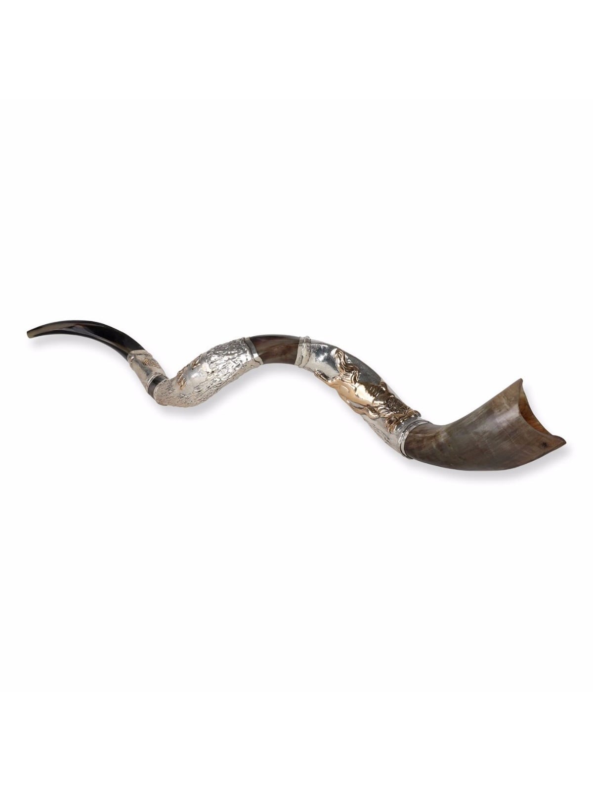 Sterling Silver Plated Yemenite Kudu Shofar - Lion of Judah (Choice of