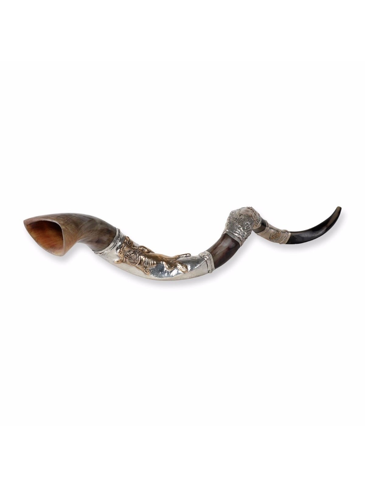 Sterling Silver Plated Yemenite Kudu Shofar - Lion of Judah (Choice of