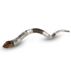 Silver-Plated Yemenite Kudu Shofar - Lion of Judah (Choice of Sizes)