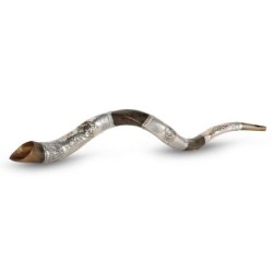 Silver-Plated Yemenite Kudu Shofar - Lion of Judah (Choice of Sizes)