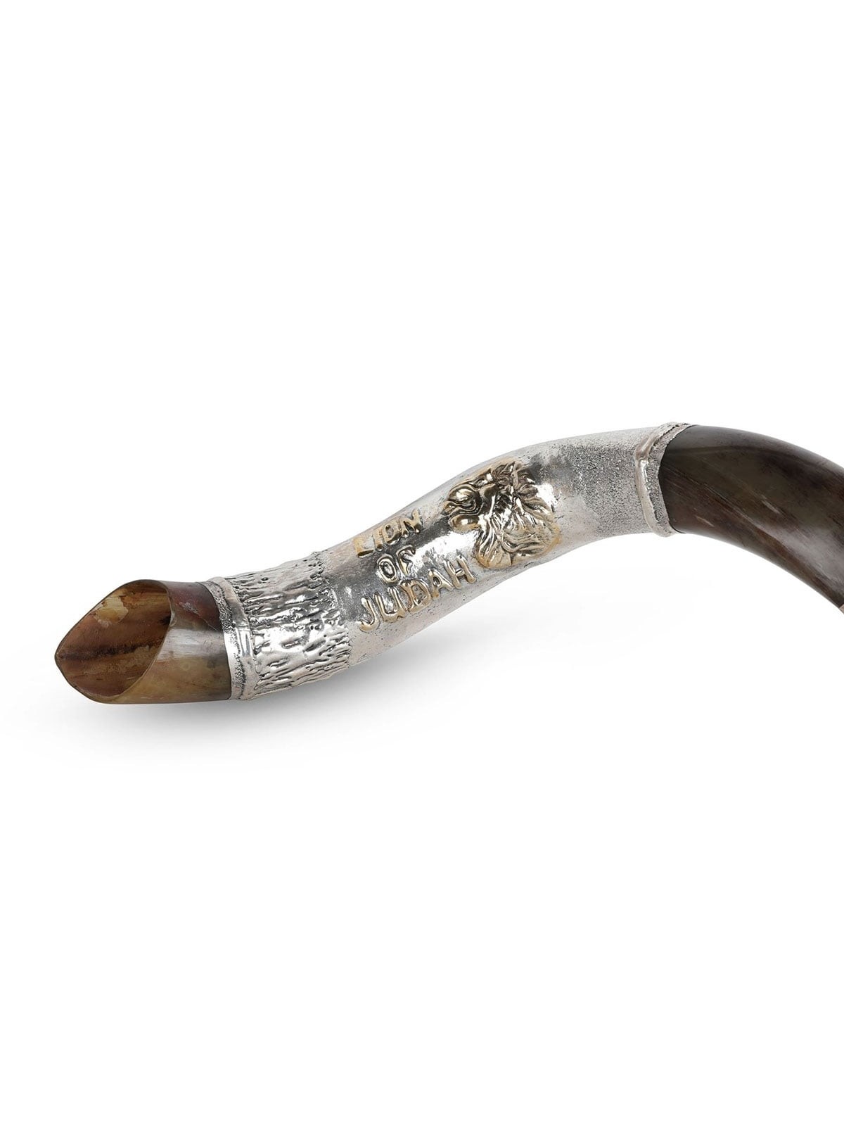 Silver-Plated Yemenite Kudu Shofar - Lion of Judah (Choice of Sizes)