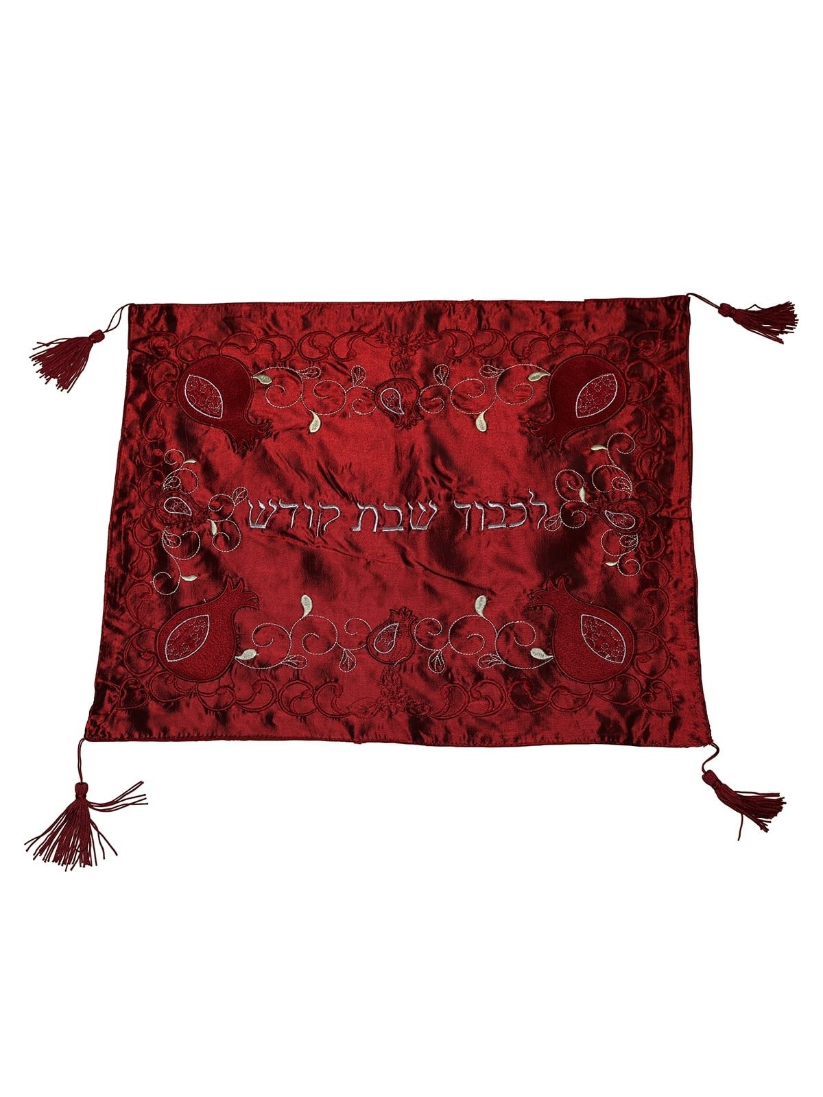 Challah Cover With Pomegranate Design (Red)