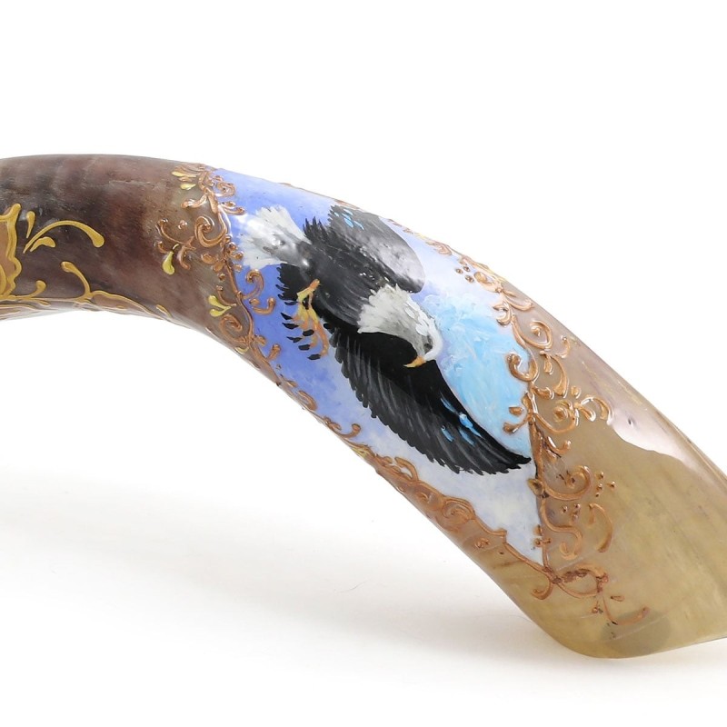 Lion and Eagle Hand Painted Kudu Shofar
