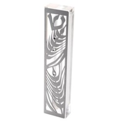 Dorit Judaica Acrylic Mezuzah Case with Laser-Cut Steel and Swarovski