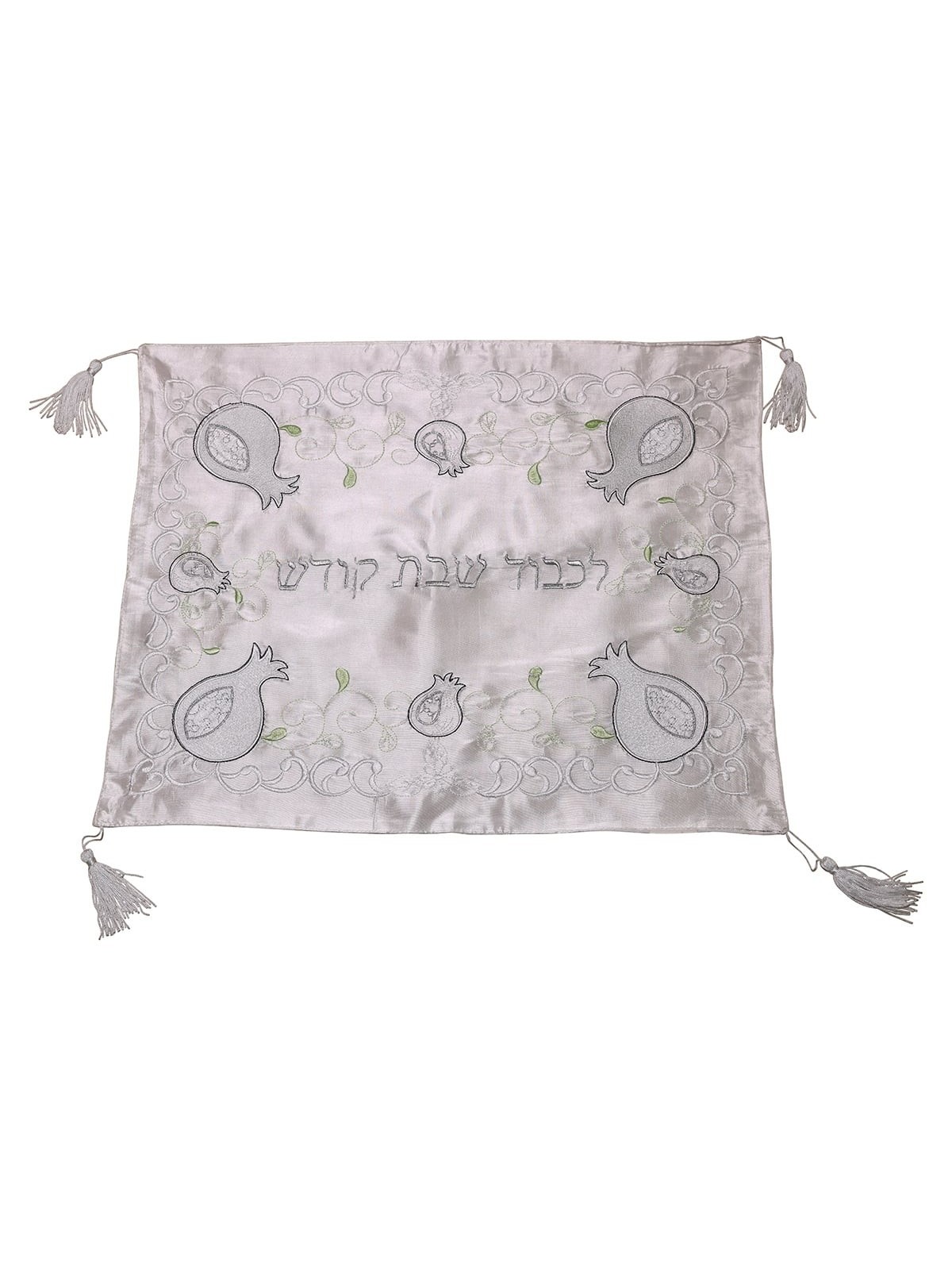 White Challah Cover With Pomegranate Designs (Choice of Designs)